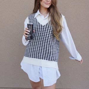Houndstooth Oversized Sweater Vest